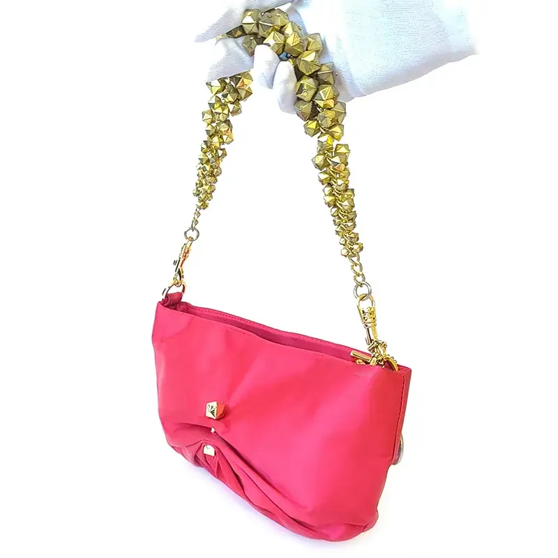 Love Moschino Pink Satin Studded Shoulder Bag