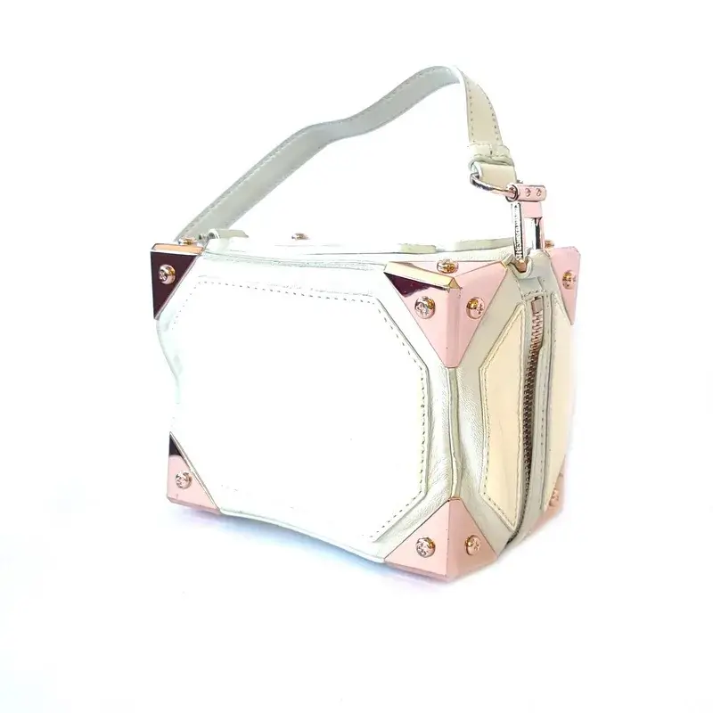 M3 Maison Margiela Patent White Leather Box Handbag
