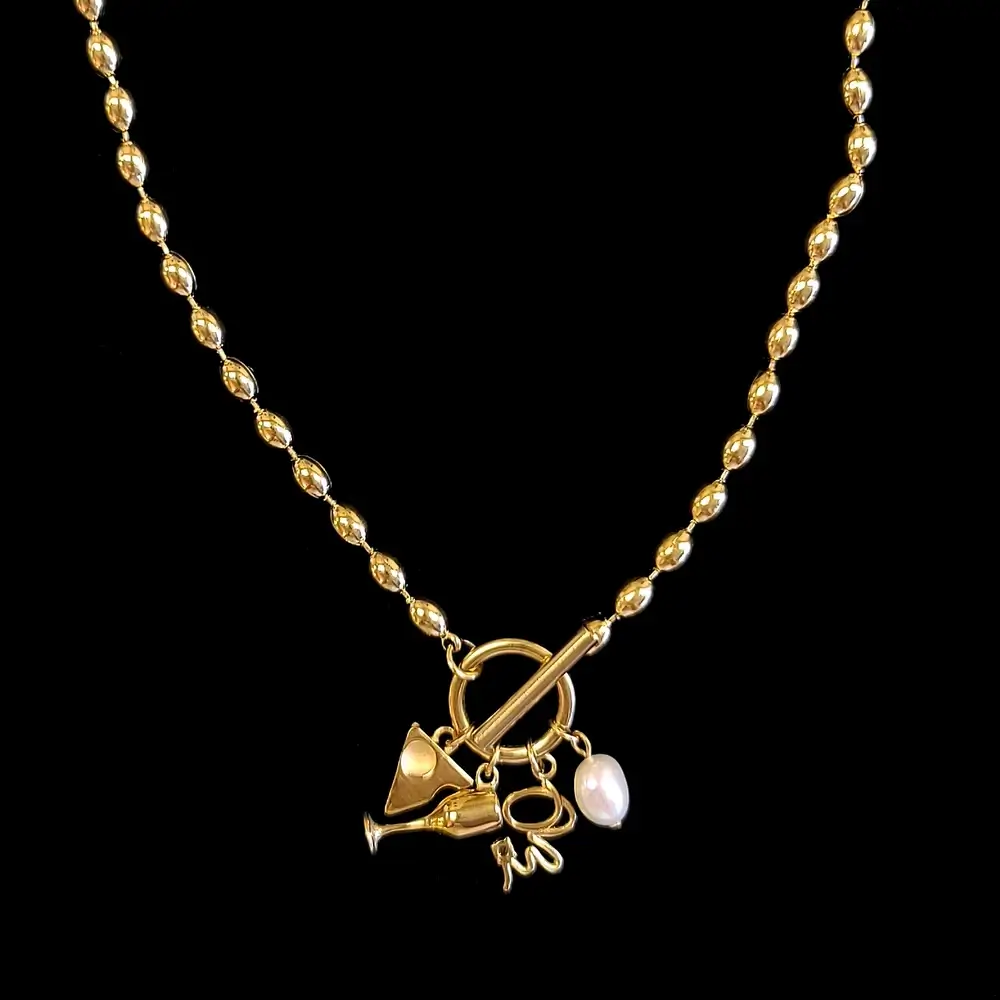 For Art's Sake 18K Gold Plated Charms Necklace with Pearl