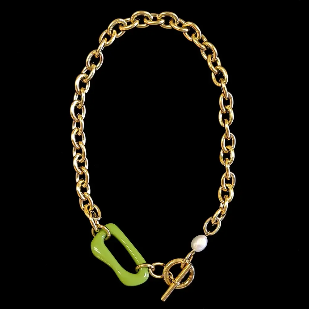 For Art's Sake 18K Yellow Gold Plated Olive Necklace with Pearl