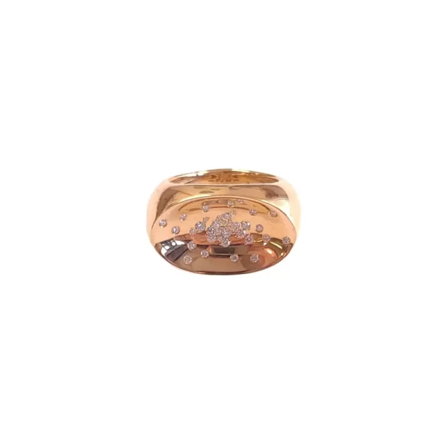 Antonini Milano Etna 18K Yellow Gold Convex Ring with Diamonds