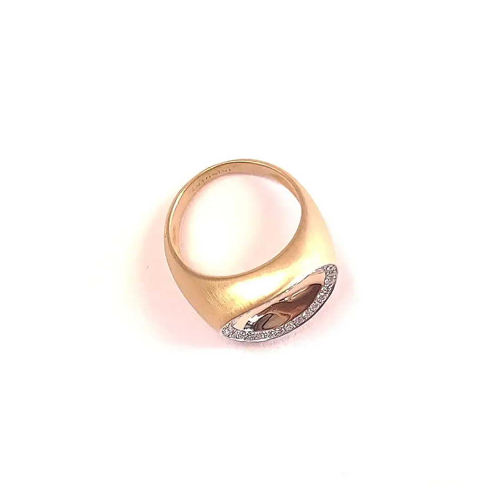 Antonini Milano Matera 18K Yellow Gold Convex Ring with Diamonds