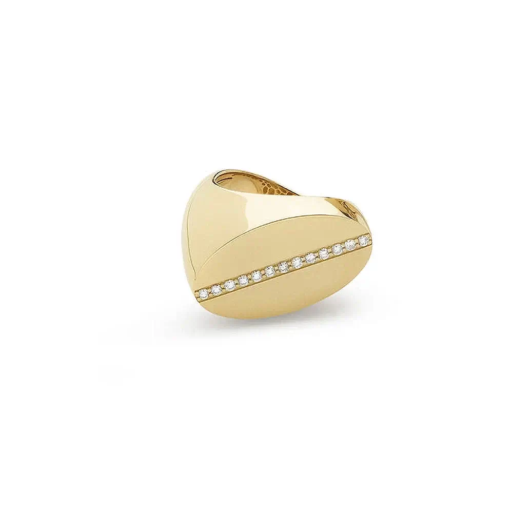 Antonini Milano Siracusa 18K Yellow Gold Signet Ring with Diamonds
