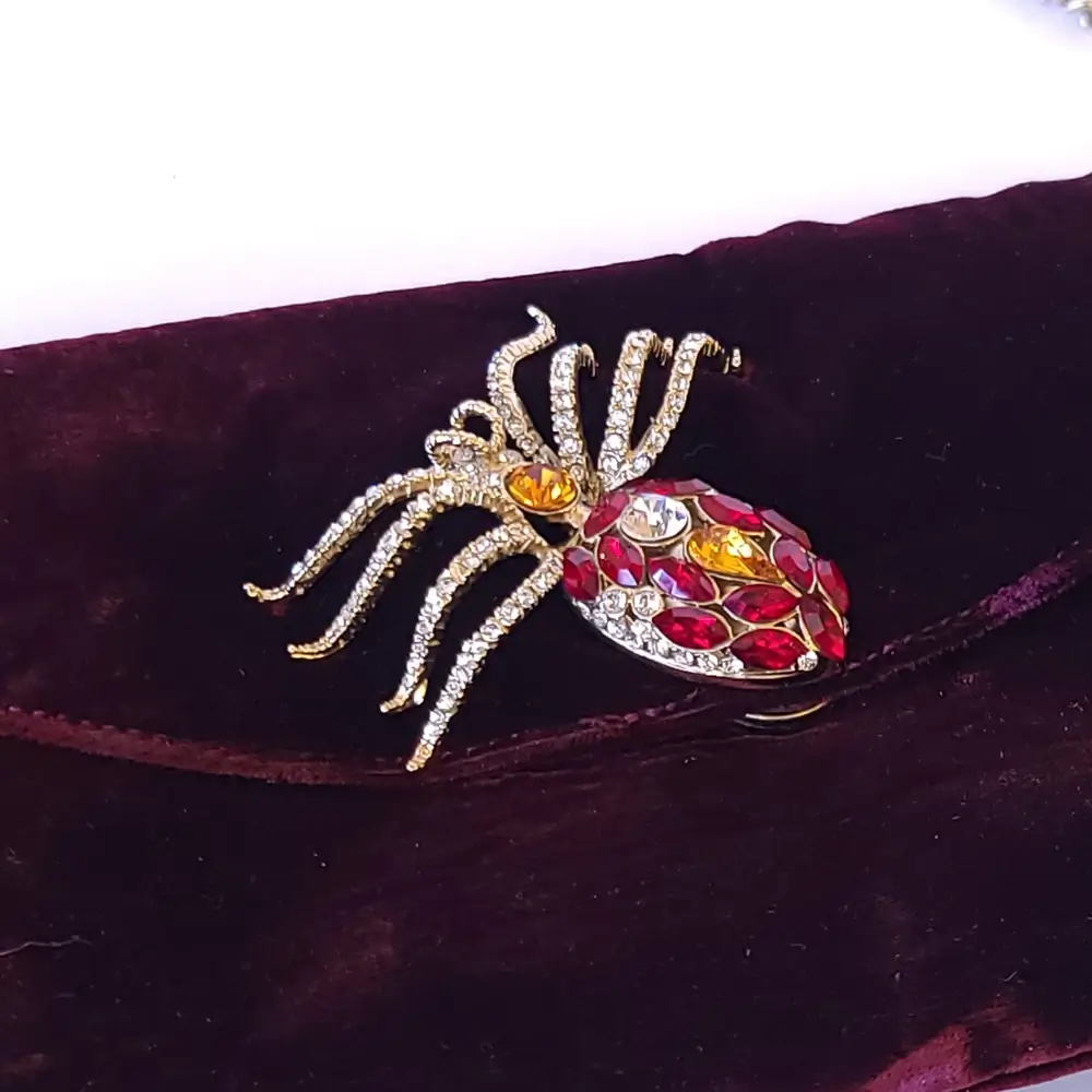 Cesare Paciotti Burgundy Velvet Crossbody Chain Clutch with Spider Embellishment