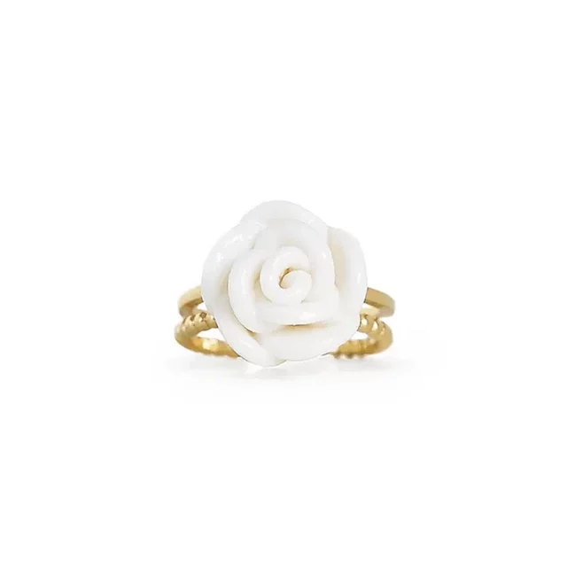 POPORCELAIN Porcelain White Cloud Rose Ring