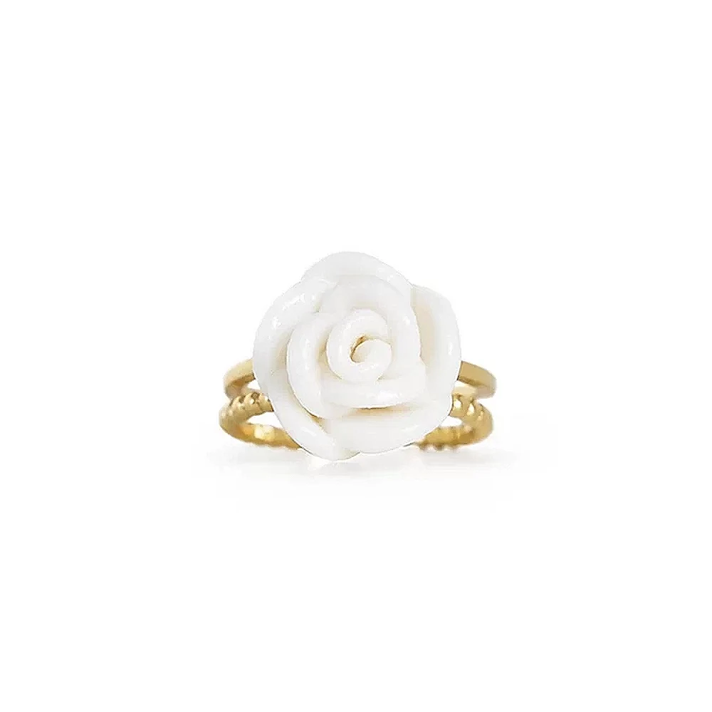 POPORCELAIN Porcelain White Cloud Rose Ring