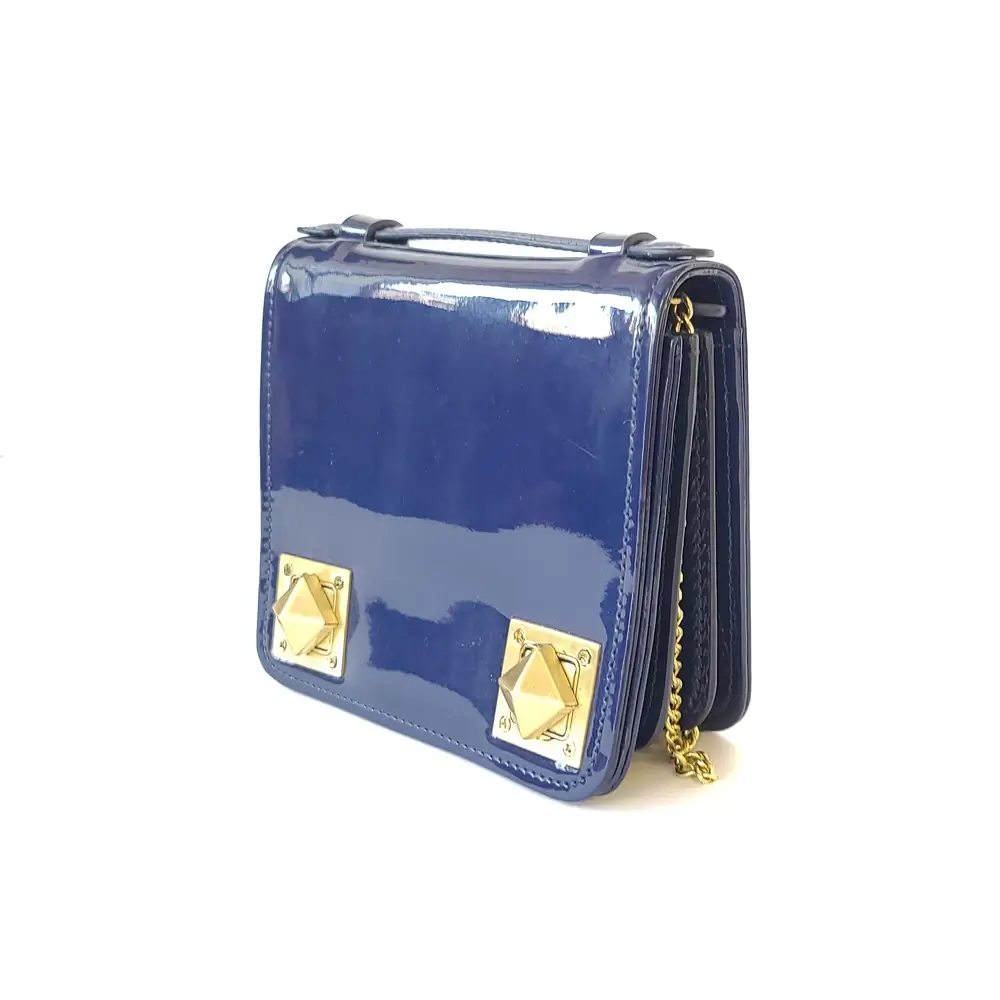 Sonia Rykiel Blue Patent Leather Crossbody Bag